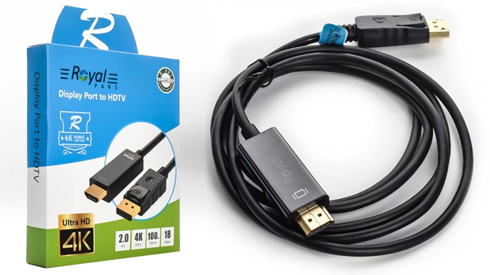 خرید و قیمت کابل DISPLAY PORT به HDMI رویال طول 1.8 متر