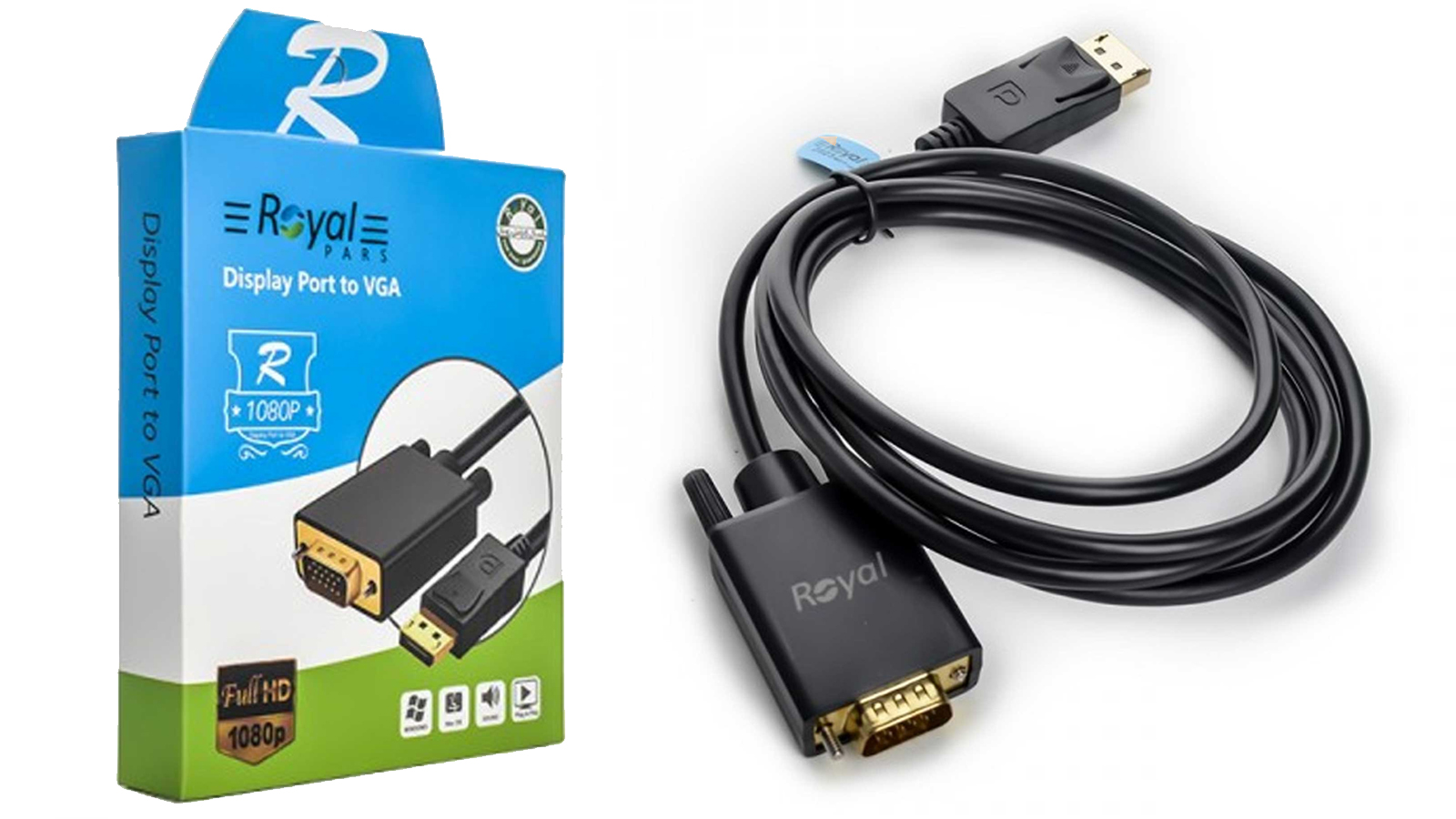 خرید و قیمت کابل DISPLAY PORT به VGA رویال طول 1.8 متر